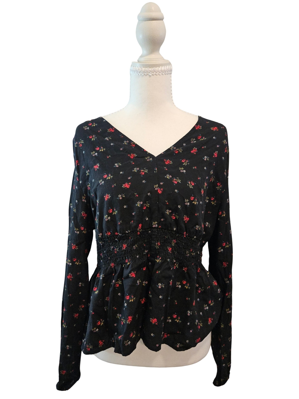 Gap Floral Print Smocked Peplum Top - Size L